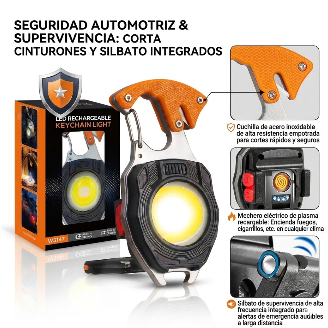 Linterna LED Recargable Multifuncional tipo llavero