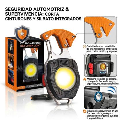Linterna LED Recargable Multifuncional tipo llavero